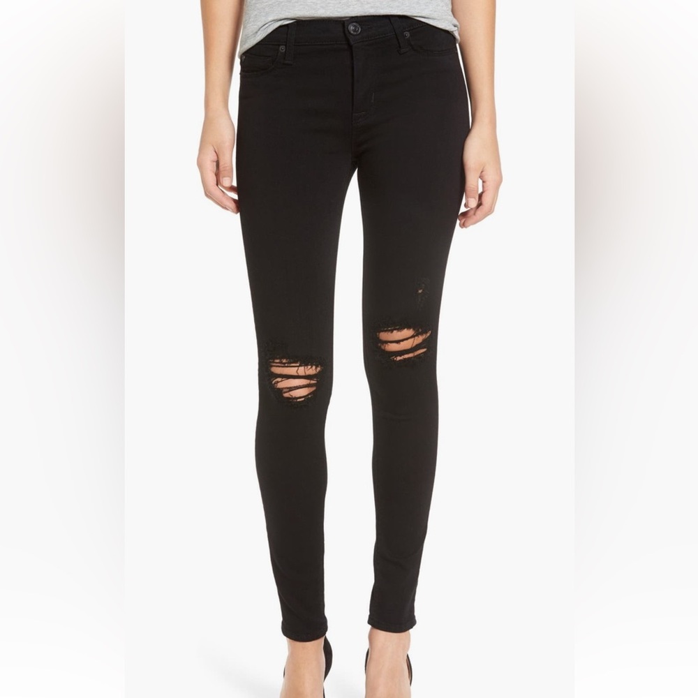 Hudson Jeans ‘Nico’ Black Distressed Skinny Jeans